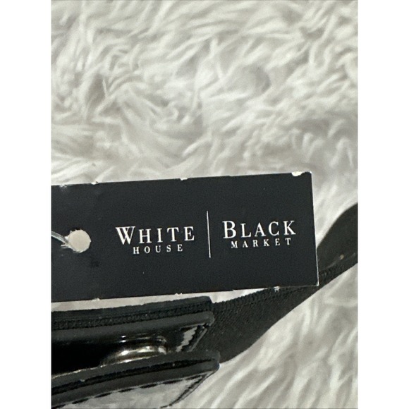 White House Black Market Black Patent Bow Belt Size M Retro Cinch Stretch Waist main image 6